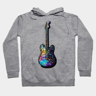 Vintage Stained Glass Guitar Gifts Guitarist Concert Guitar Hoodie